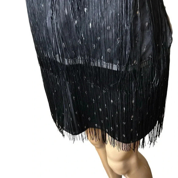 Vtg ,NWT,black tiered,fringes flapper dress,XL Gatsby vibe,dark romantic,goth - Picture 9 of 14